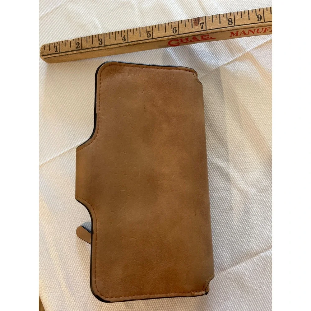 Baellerry Tan‎ Faux Leather Long Bifold Wallet Snap Zip Card Slots ID Window